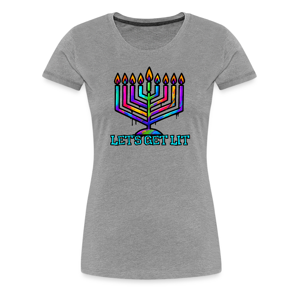 Let's Get Lit Chabad Menorah Women’s Premium T-Shirt - heather gray