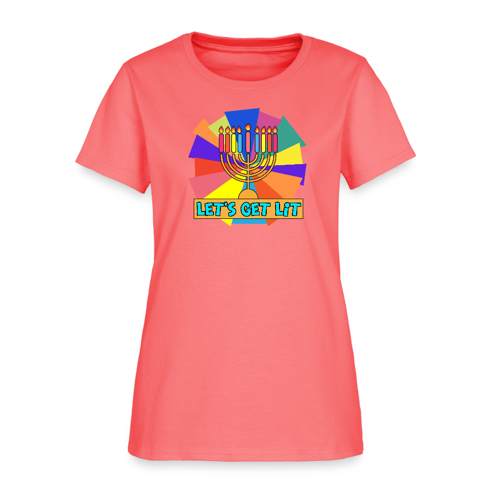Glow & Get Lit Chanukah Menorah Women's T-Shirt - coral