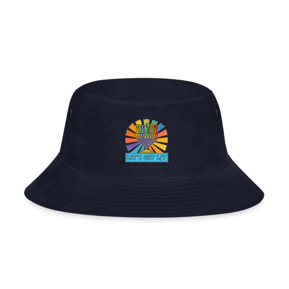 Radiant Retro “Let’s Get Lit” Menorah Bucket Hat - navy