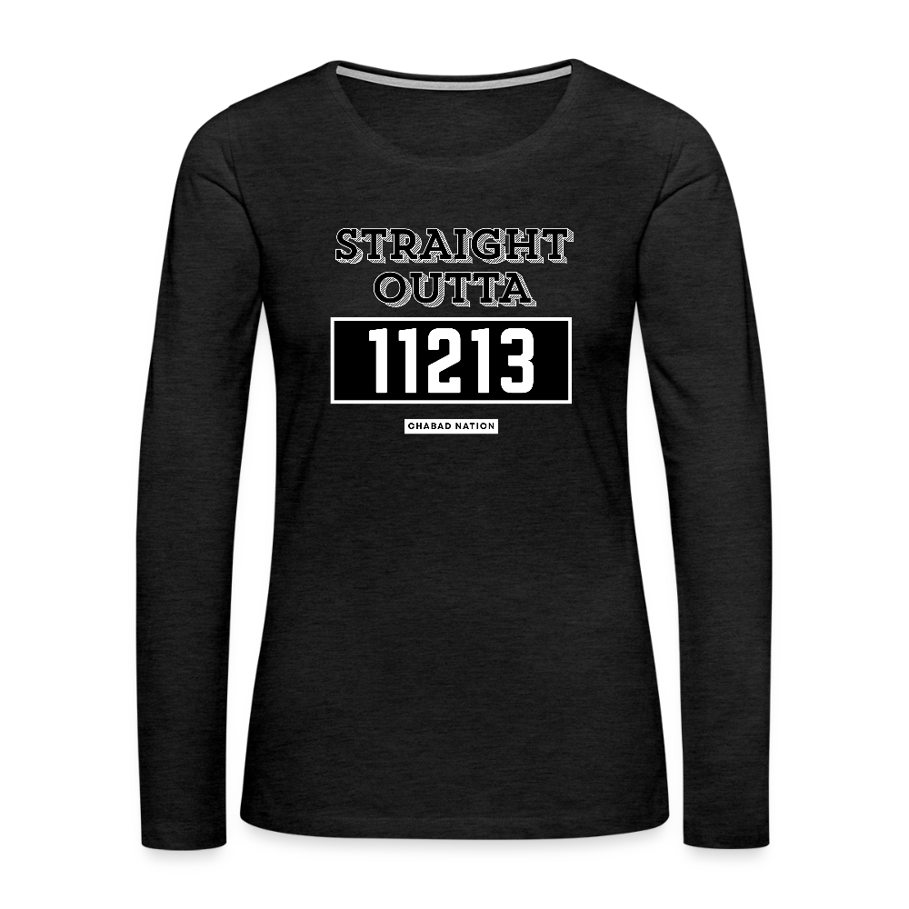 Straight Outta 11213 Women's Premium Long Sleeve T-Shirt - charcoal grey