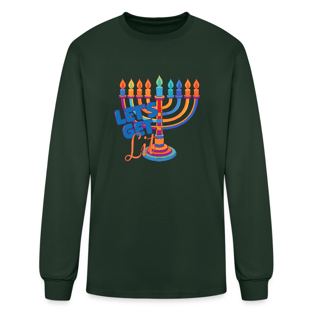 Let's Get Lit Menorah Men's Long Sleeve T-Shirt - forest green