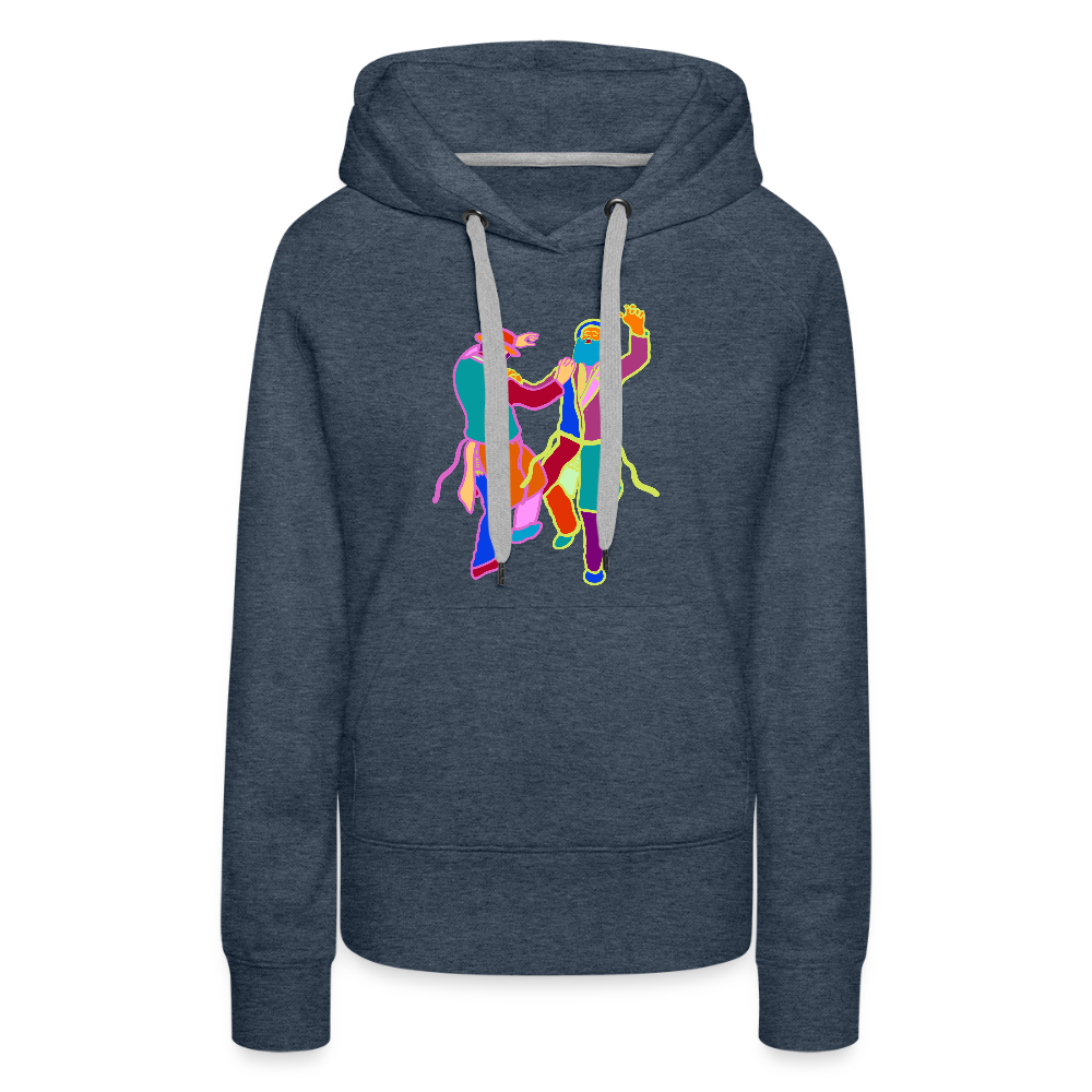 Colorful Dancing Rabbis Women’s Premium Hoodie - heather denim