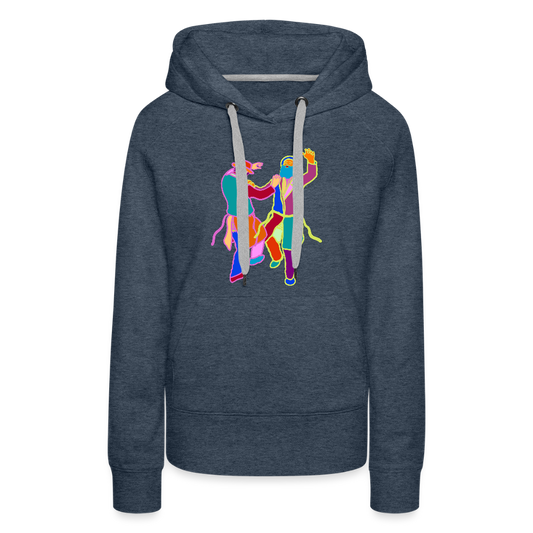 Colorful Dancing Rabbis Women’s Premium Hoodie - heather denim