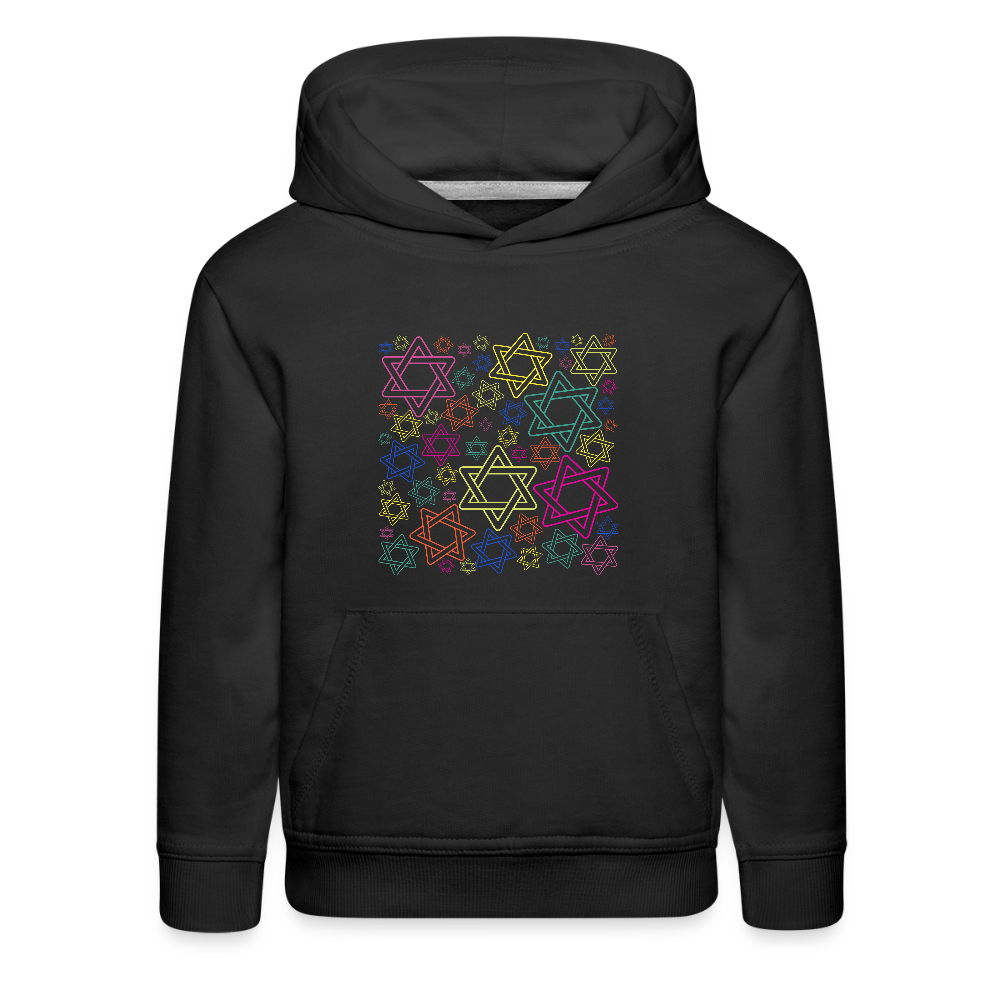 Neon Star of David Festival Kids‘ Premium Hoodie - black