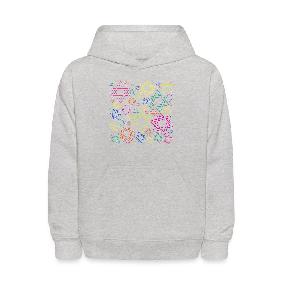 Neon Star of David Festival Kids' Hoodie - heather gray