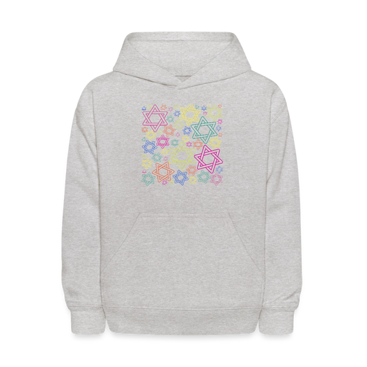 Neon Star of David Festival Kids' Hoodie - heather gray
