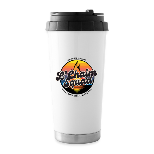 L’Chaim Squad – Spreading Light 16 oz Travel Mug - white