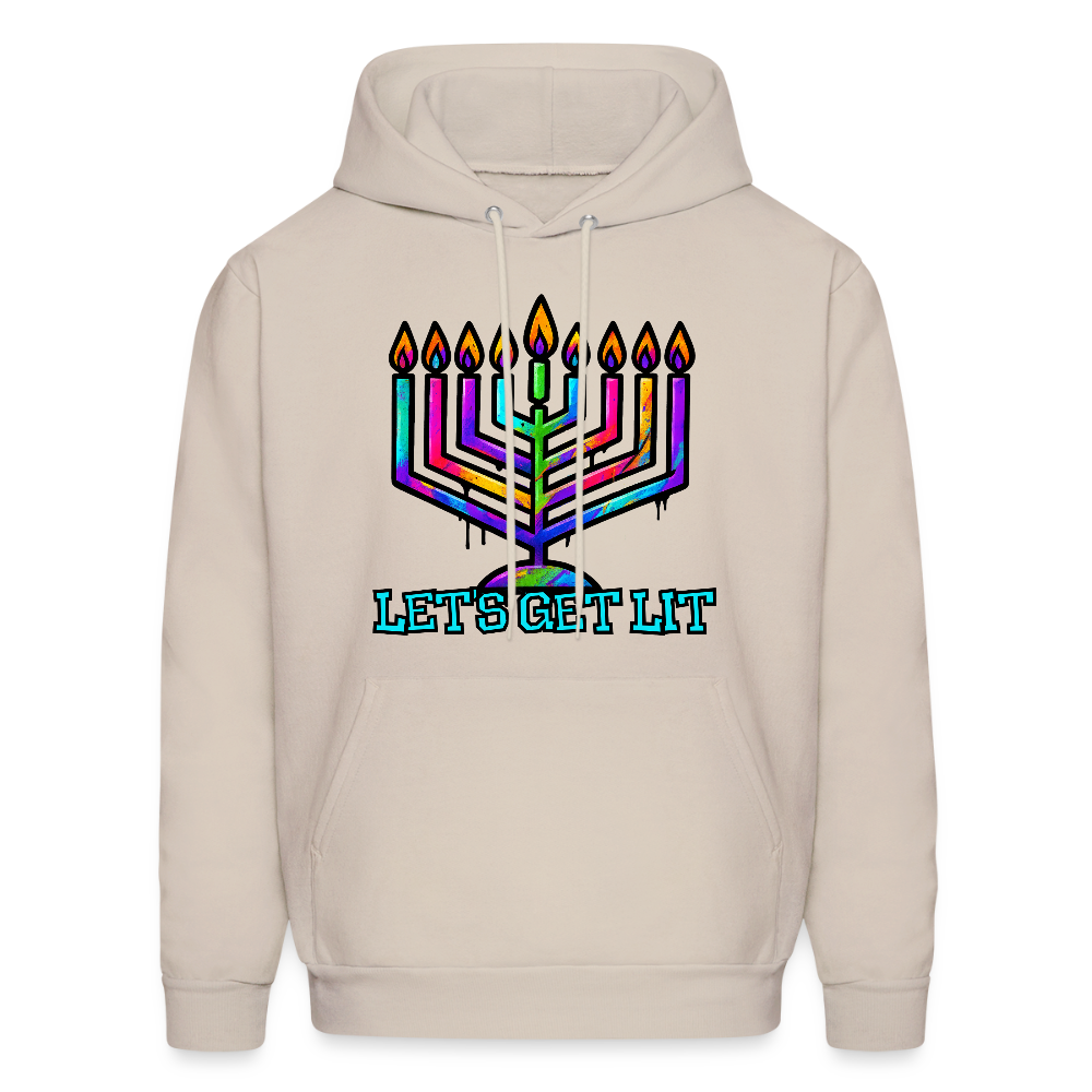 Let’s Get Lit Chabad Menorah Men's Hoodie - Sand
