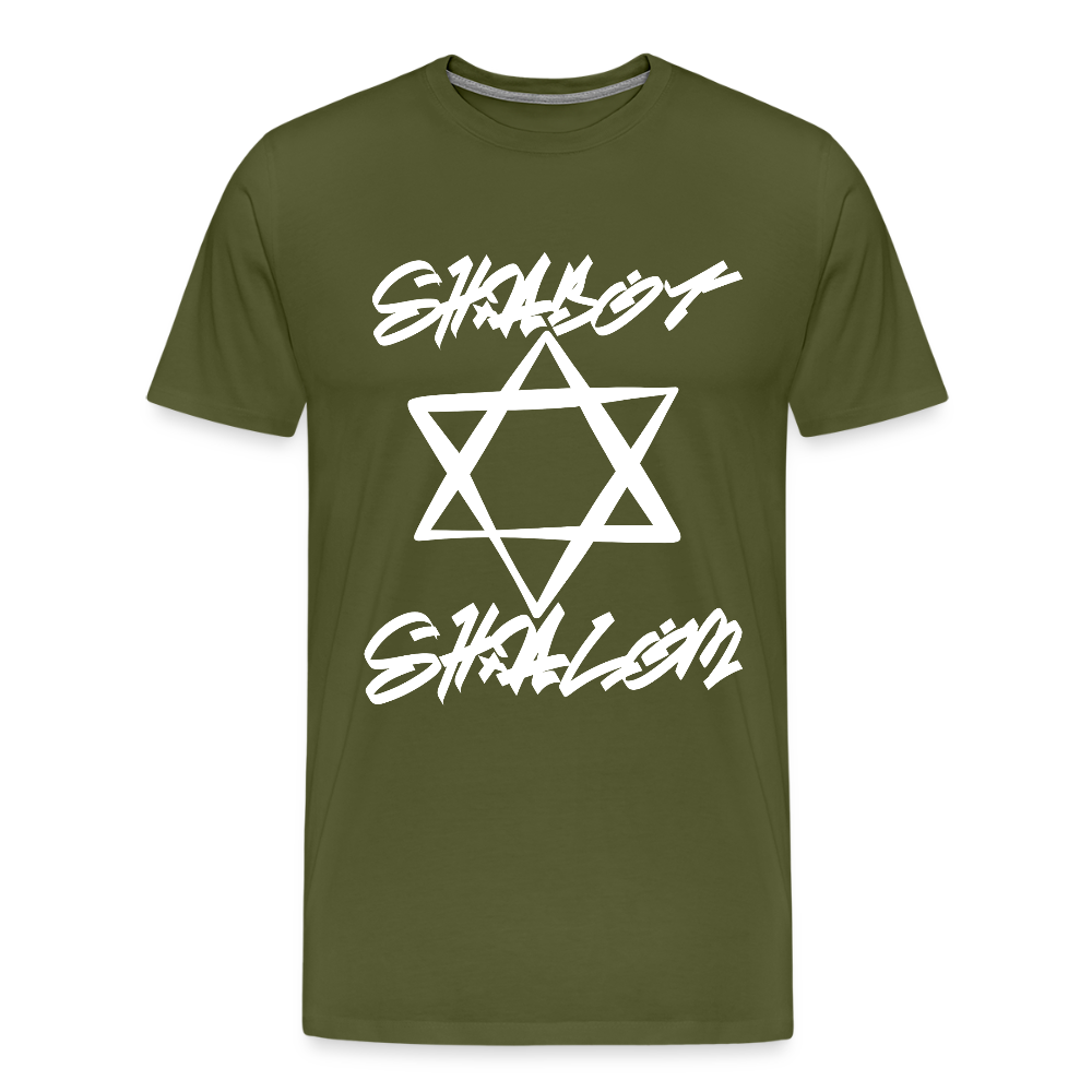Shabbat Shalom Graffiti Light Star Men's Premium T-Shirt - olive green