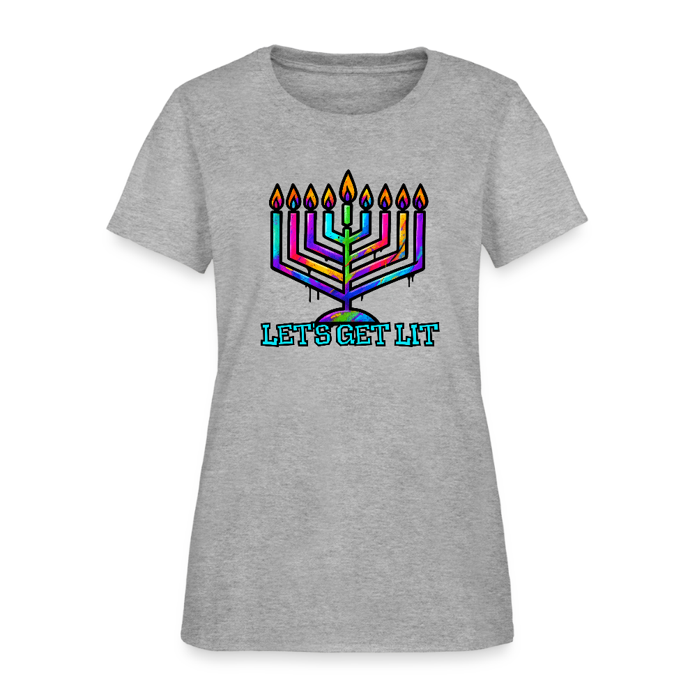 Let's Get Lit Chabad Menorah Women's T-Shirt - heather gray