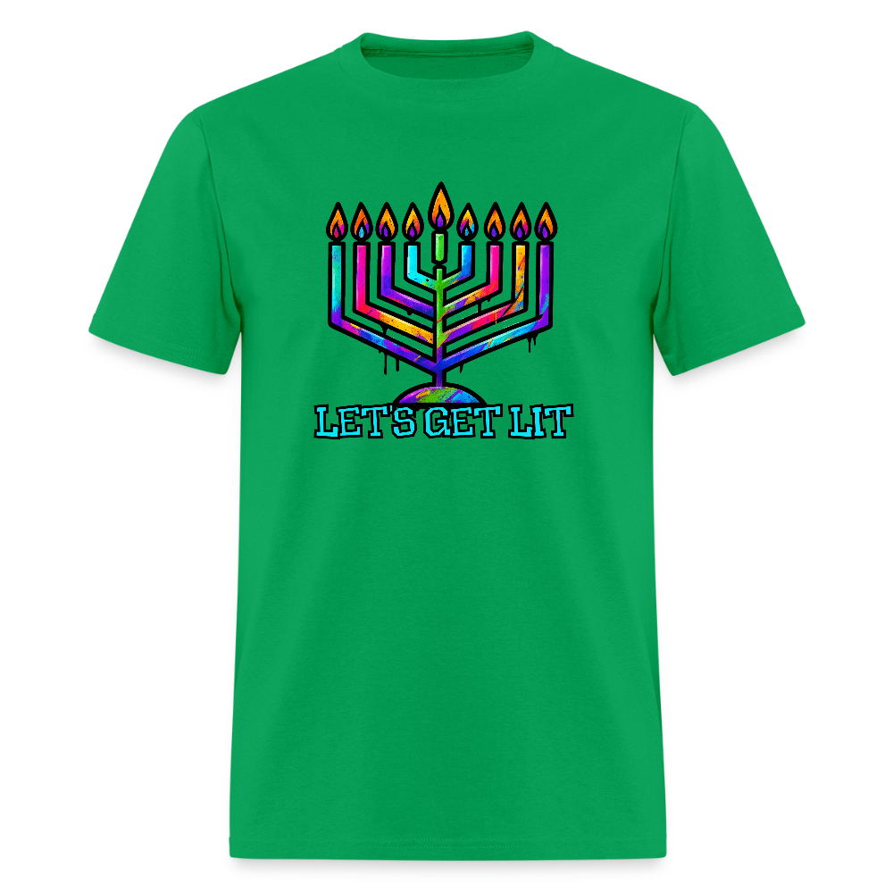 Let's Get Lit Chabad Menorah Men's T-Shirt | GILDAN 5000 - bright green