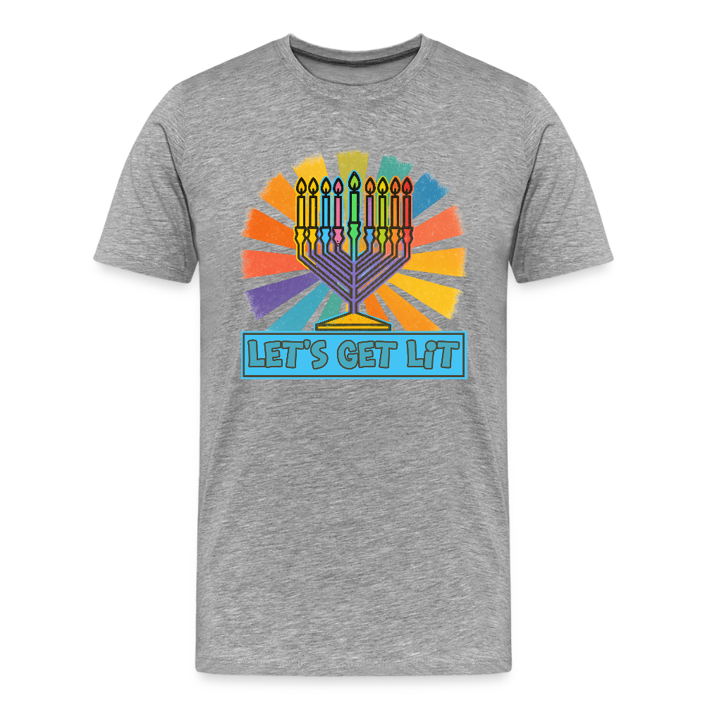 Radiant Retro Let's Get Lit Menorah Men's Premium T-Shirt - heather gray
