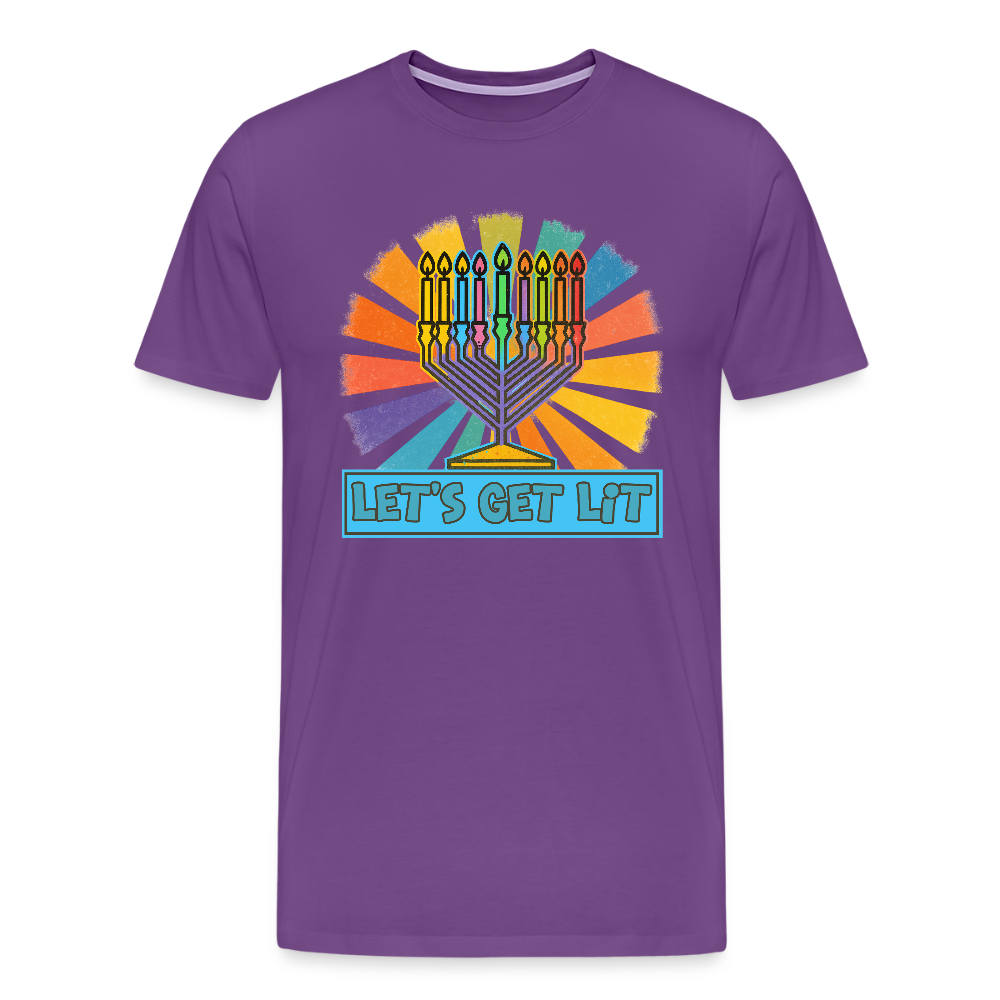 Radiant Retro Let's Get Lit Menorah Men's Premium T-Shirt - purple