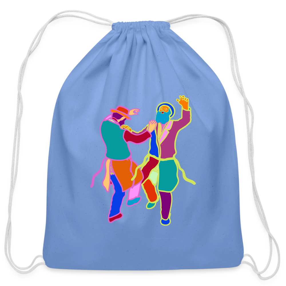 Colorful Dancing Rabbis Cotton Drawstring Bag - carolina blue