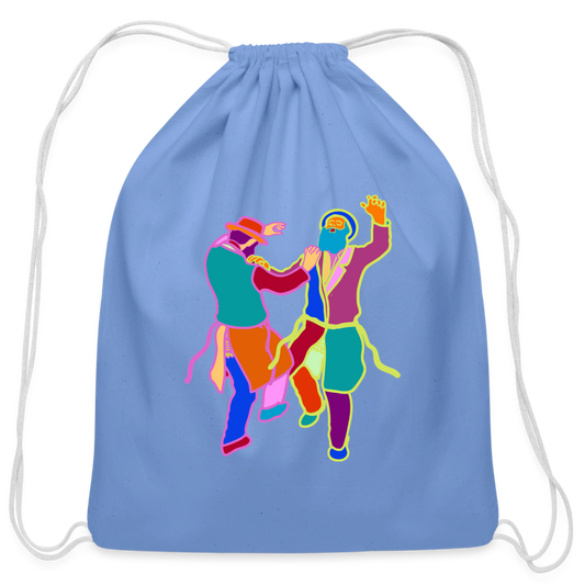 Colorful Dancing Rabbis Cotton Drawstring Bag - carolina blue