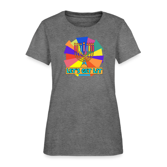 Glow & Get Lit Chanukah Menorah Women's T-Shirt - graphite heather