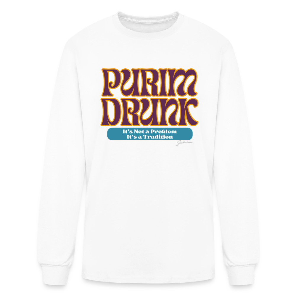 Purim Drunk Men's Long Sleeve T-Shirt - white