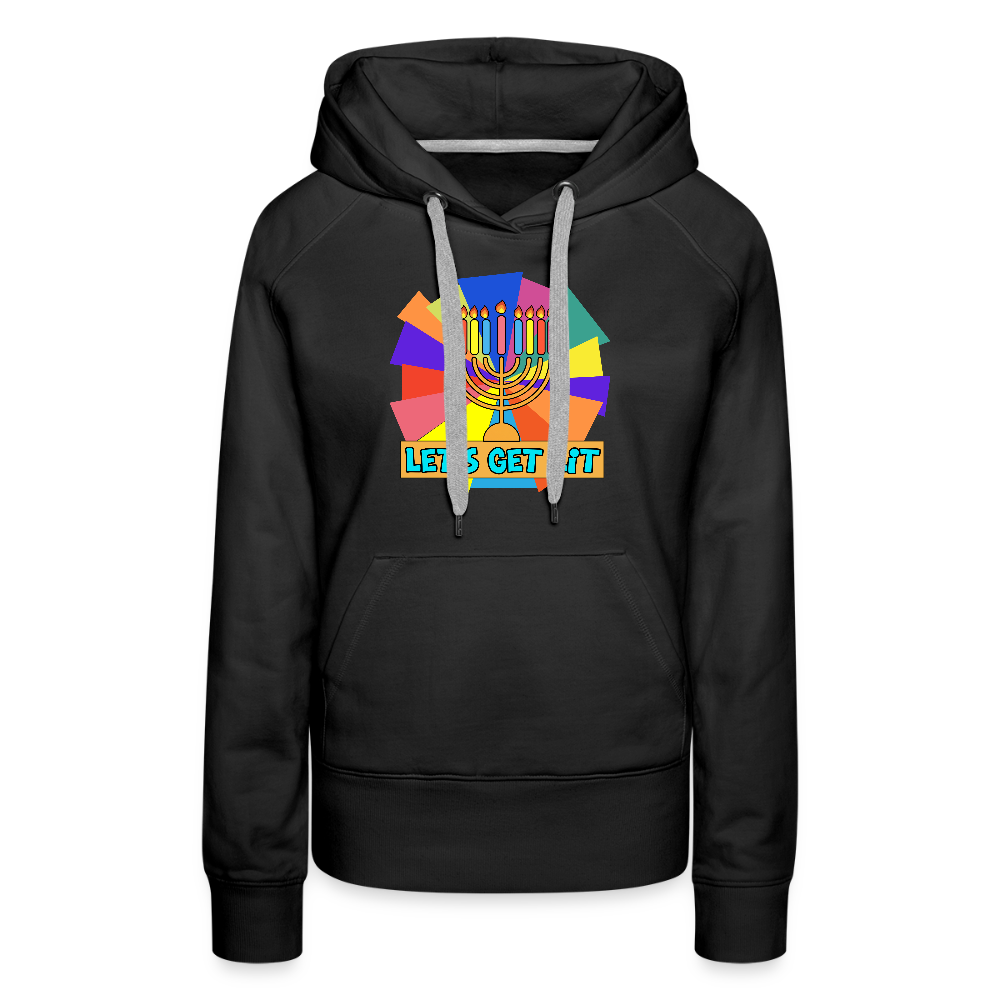 Glow & Get Lit Chanukah Menorah Women’s Premium Hoodie - black
