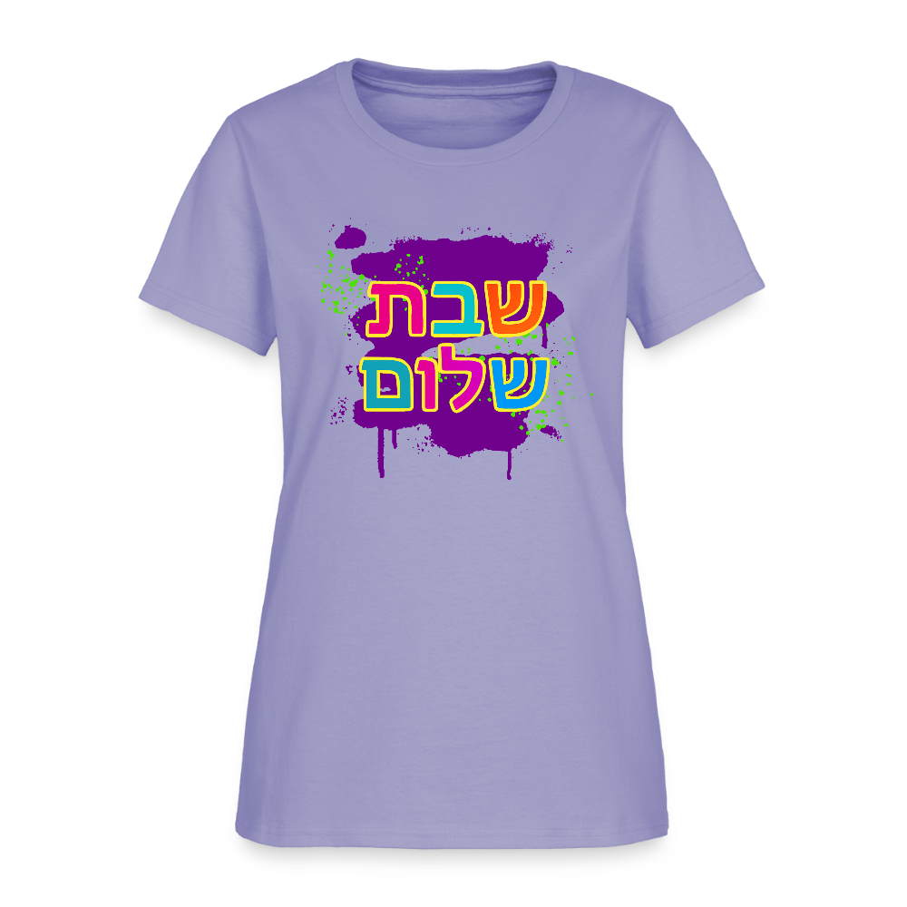 Shabbat Shalom Neon Pop Women's T-Shirt - lavender