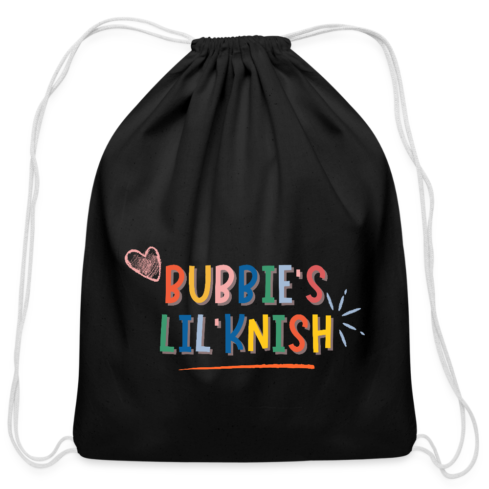 Bubbie's Lil' Knish Cotton Drawstring Bag - black