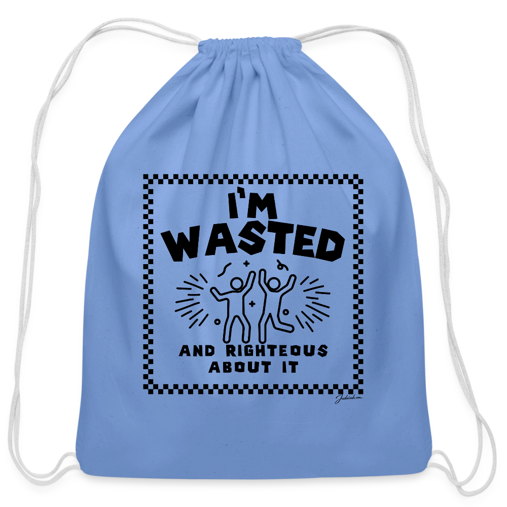 Wasted & Righteous Cotton Drawstring Bag - carolina blue