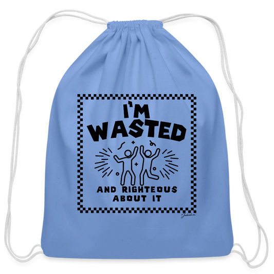 Wasted & Righteous Cotton Drawstring Bag - carolina blue