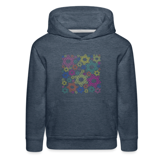 Neon Star of David Festival Kids‘ Premium Hoodie - heather denim