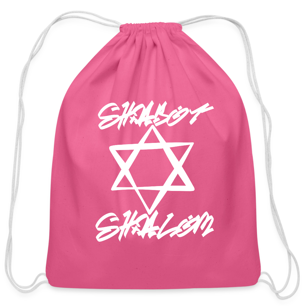 Shabbat Shalom Graffiti Light Star Cotton Drawstring Bag - pink