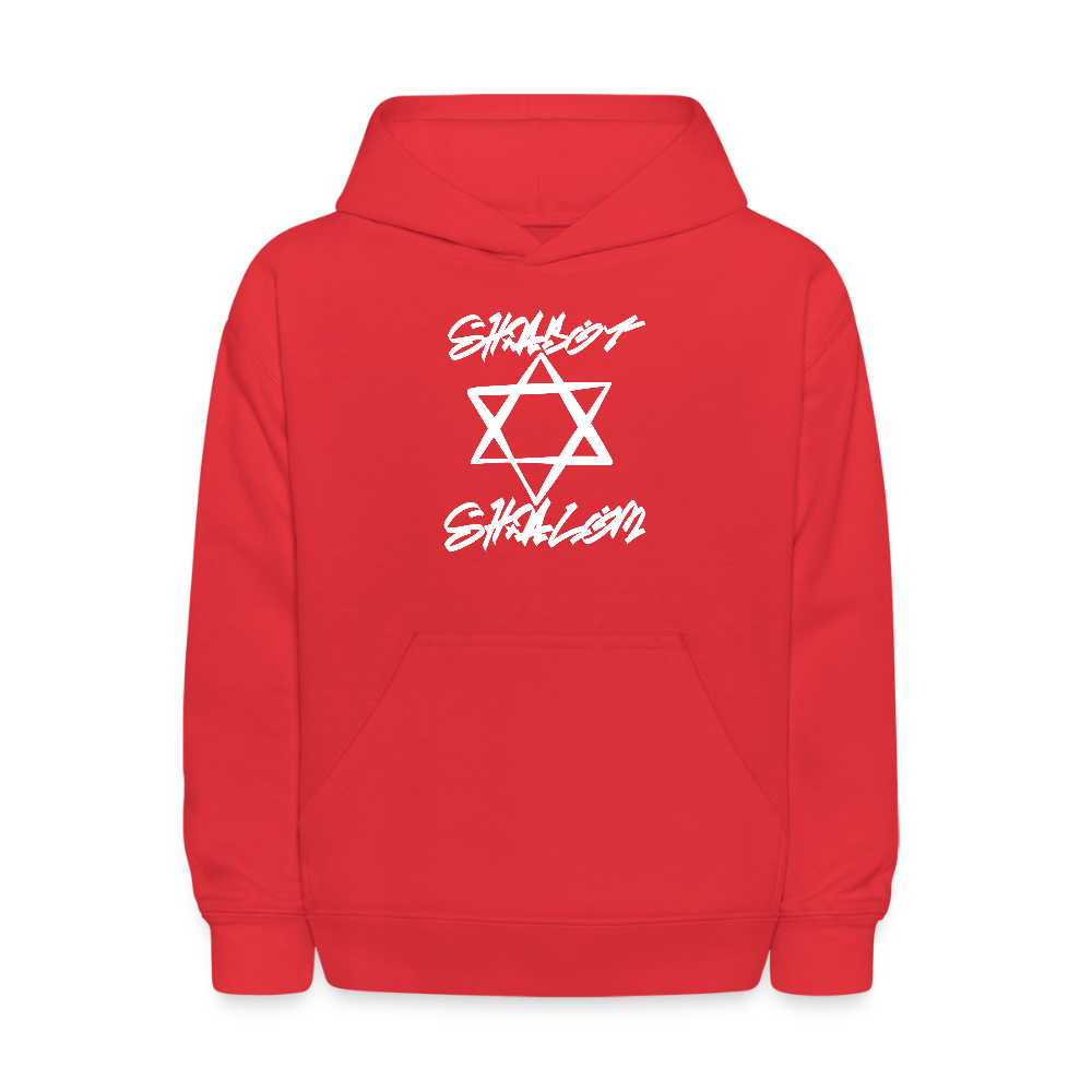 Shabbat Shalom Graffiti Light Star Kids' Hoodie - red