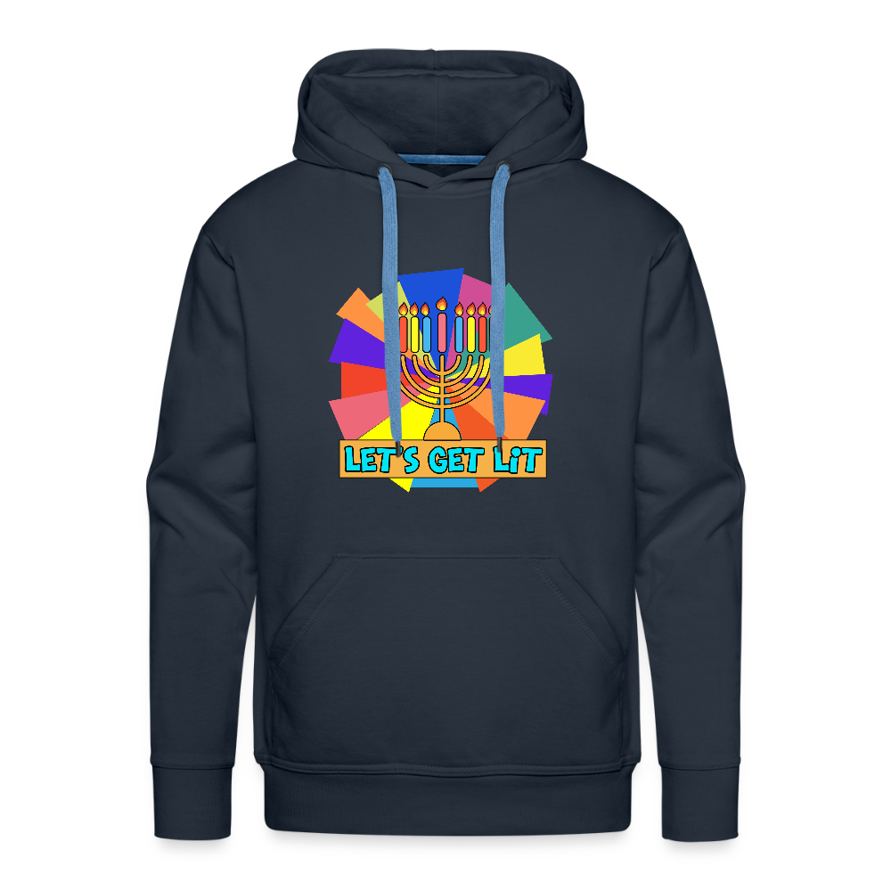 Glow & Get Lit Chanukah Menorah Men’s Premium Hoodie - navy