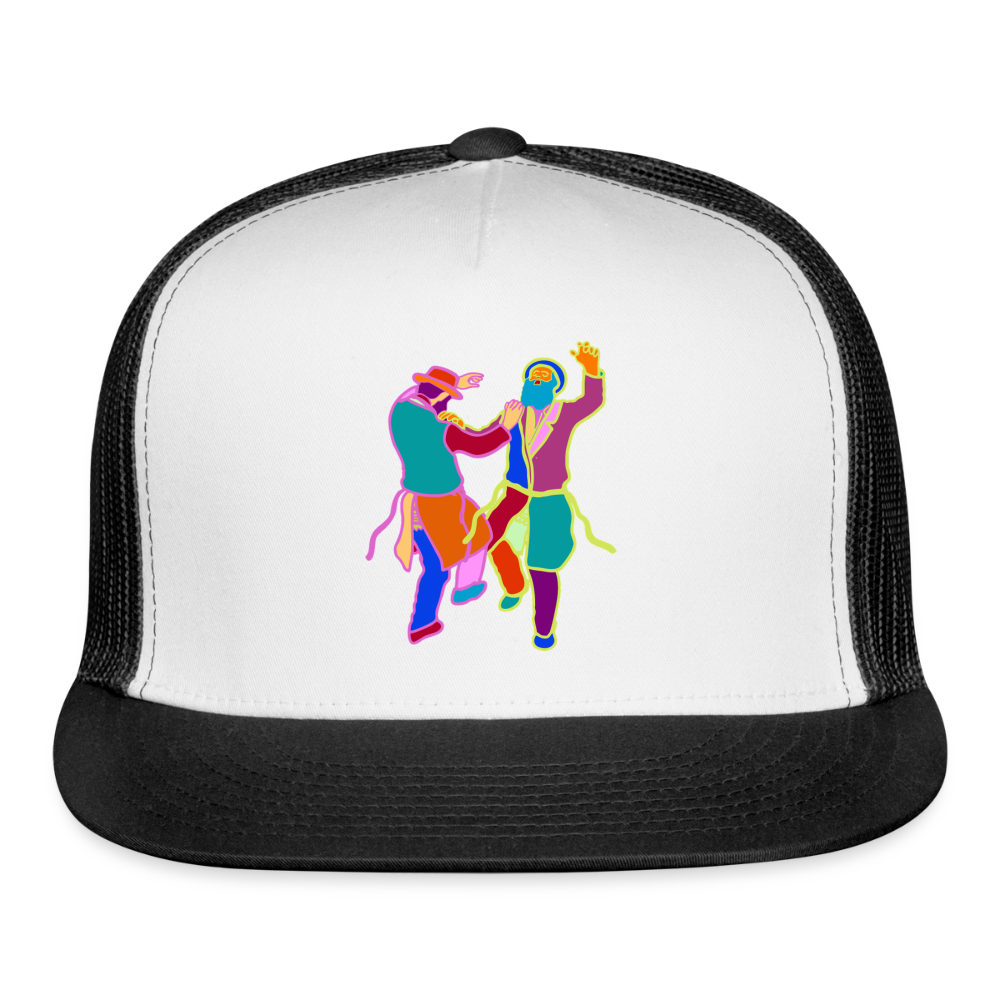 Colorful Dancing Rabbis Trucker Hat - white/black