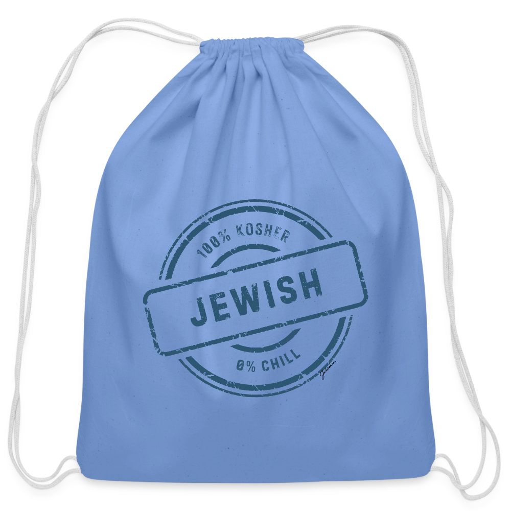 100% Jewish Cotton Drawstring Bag - carolina blue
