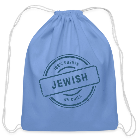 100% Jewish Cotton Drawstring Bag - carolina blue