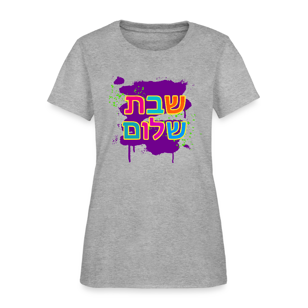 Shabbat Shalom Neon Pop Women's T-Shirt - heather gray