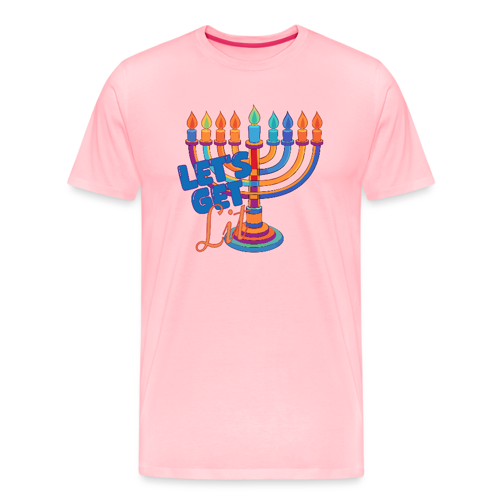 Let's Get Lit Menorah Men's Premium T-Shirt - pink