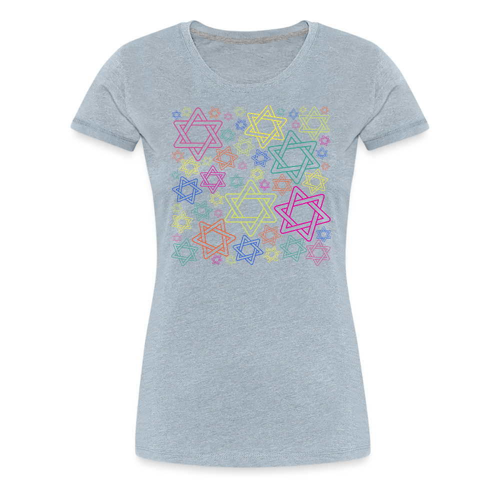 Neon Star of David Festival Women’s Premium T-Shirt - heather ice blue