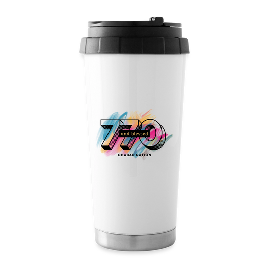770 And Blessed 16 oz Travel Mug - white