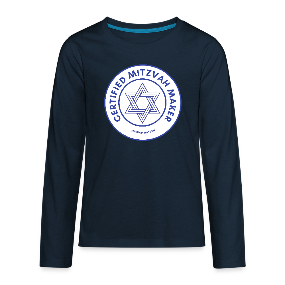 Certified Mitzvah Maker Kids' Premium Long Sleeve T-Shirt - deep navy