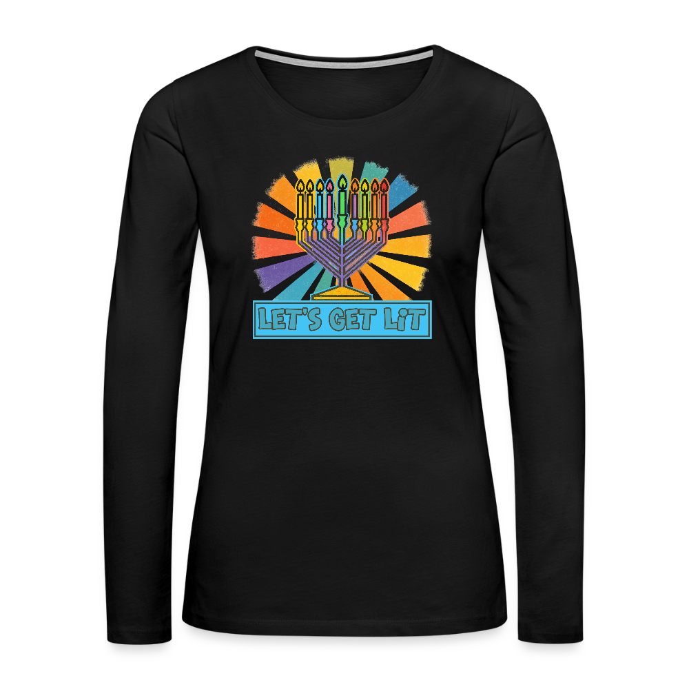 Radiant Retro Let's Get Lit Women's Premium Long Sleeve T-Shirt - black