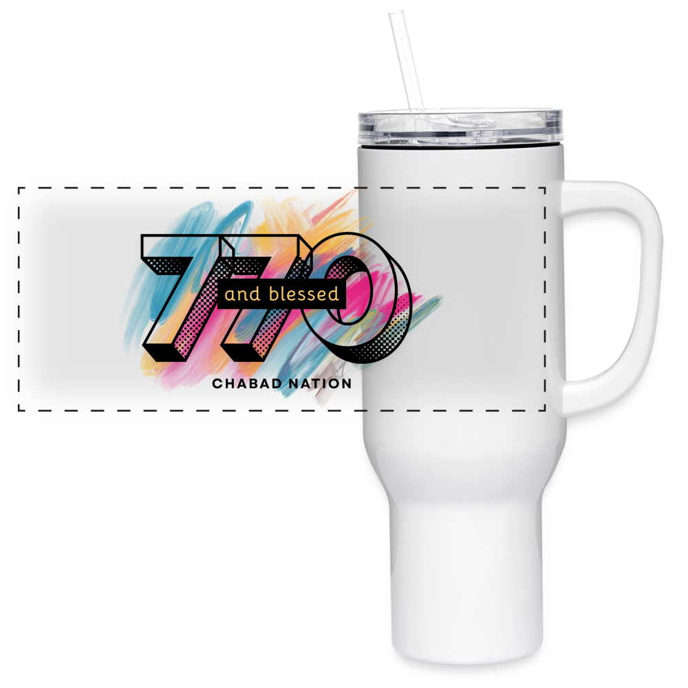 770 And Blessed 40 oz Travel Tumbler - white