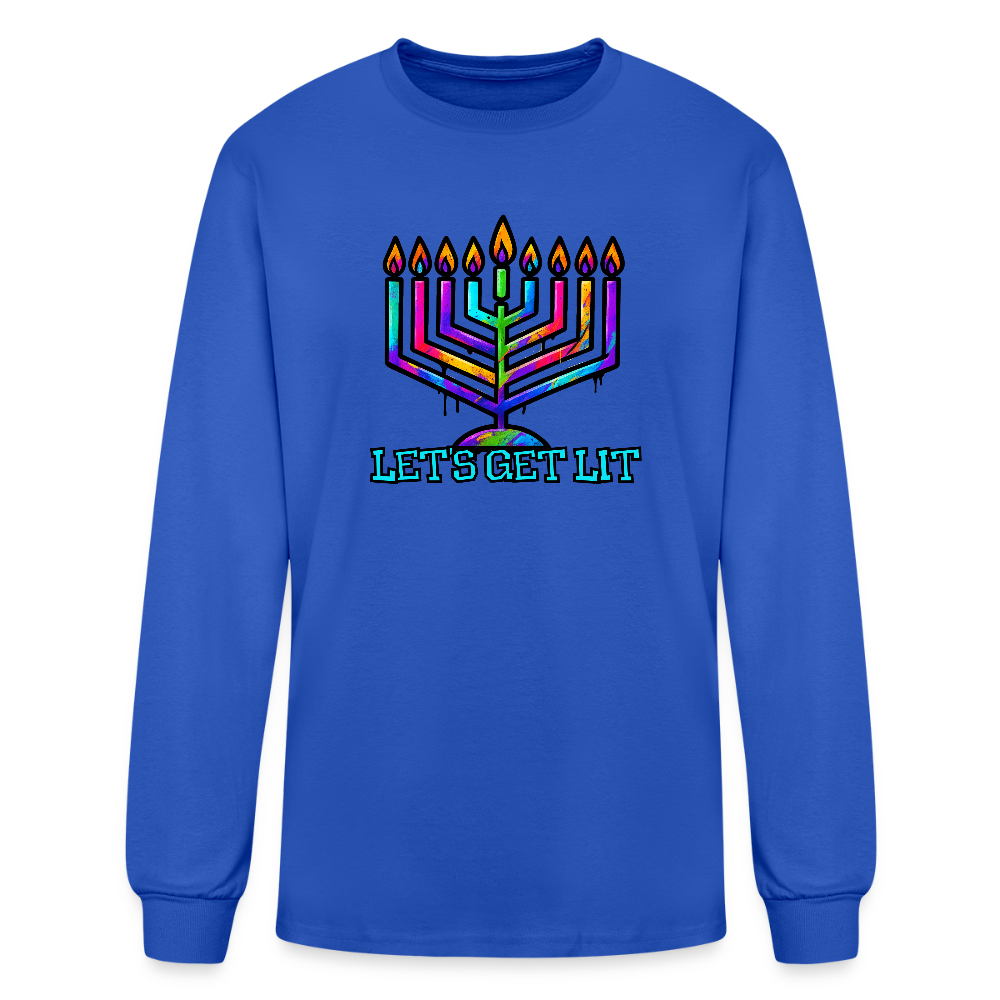 Let's Get Lit Chabad Menorah Men's Long Sleeve T-Shirt - royal blue