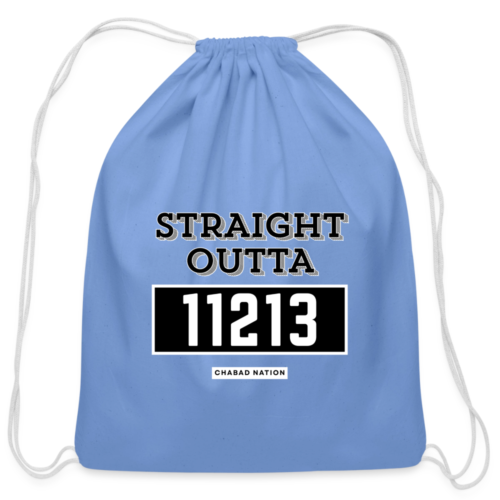 Straight Outta 11213 Cotton Drawstring Bag - carolina blue