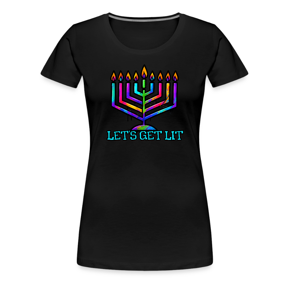 Let's Get Lit Chabad Menorah Women’s Premium T-Shirt - black