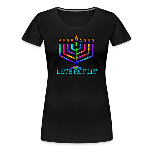 Let's Get Lit Chabad Menorah Women’s Premium T-Shirt - black