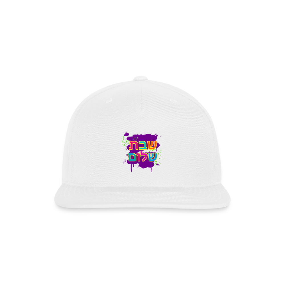 Shabbat Shalom Neon Pop Snapback Baseball Cap - white
