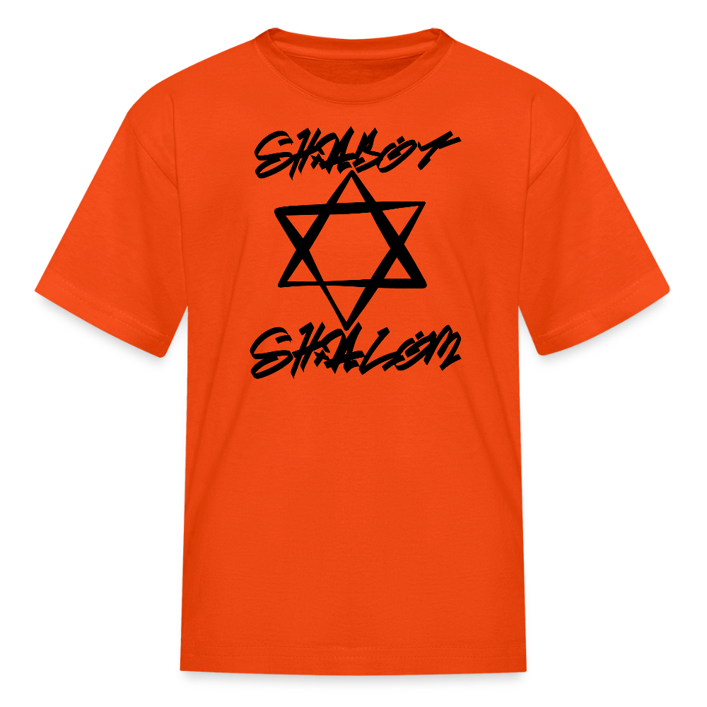 Shabbat Shalom Graffiti Star Kids' T-Shirt - orange