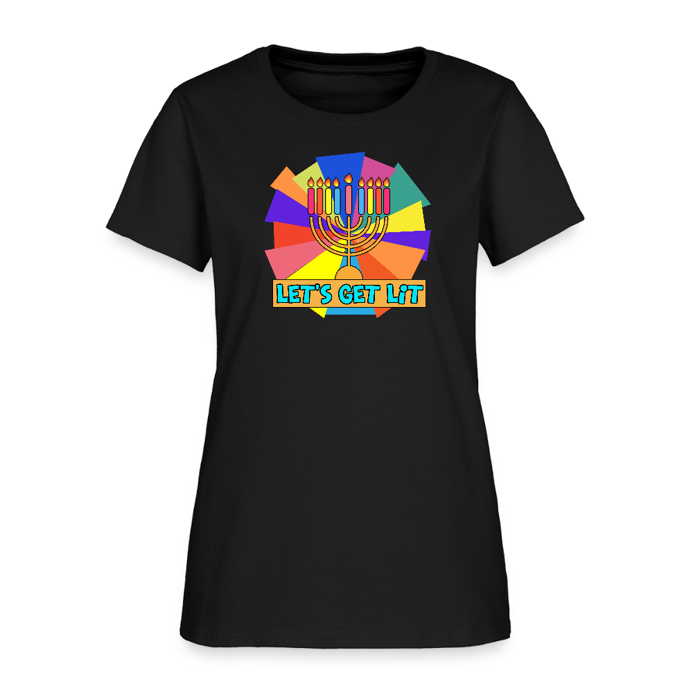 Glow & Get Lit Chanukah Menorah Women's T-Shirt - black