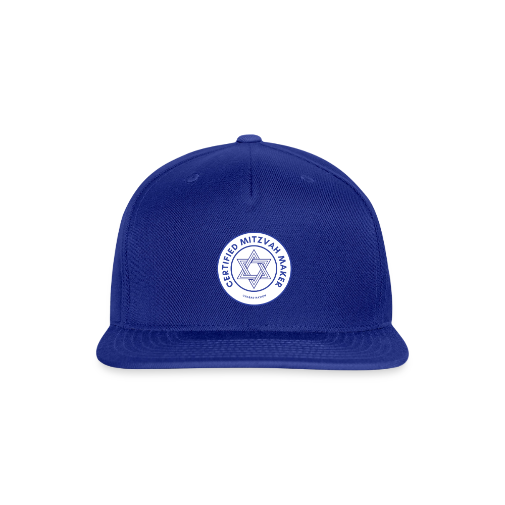 Certified Mitzvah Maker Snapback Baseball Cap - royal blue