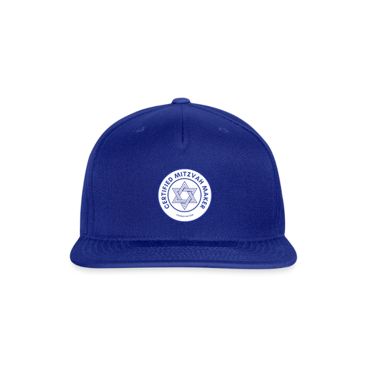 Certified Mitzvah Maker Snapback Baseball Cap - royal blue