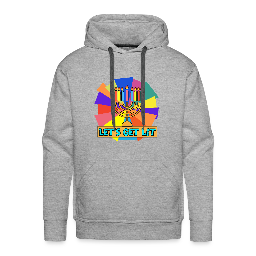 Glow & Get Lit Chanukah Menorah Men’s Premium Hoodie - heather grey